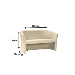 Minimalistyczna sofa TM-3 krem ekoskóra/wenge