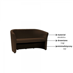 Minimalistyczna sofa TM-3 brązowa ekoskóra/wenge