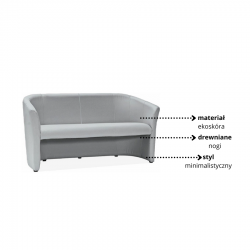 Minimalistyczna sofa TM-3 szara ekoskóra/wenge