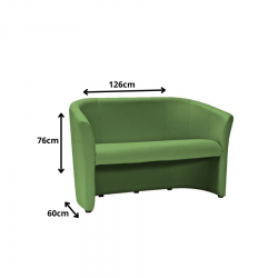 Minimalistyczna sofa TM-2 zielona ekoskóra/wenge