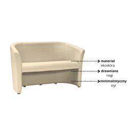 Minimalistyczna sofa TM-2 krem ekoskóra/wenge