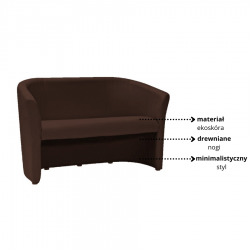 Minimalistyczna sofa TM-2 brązowa ekoskóra/wenge