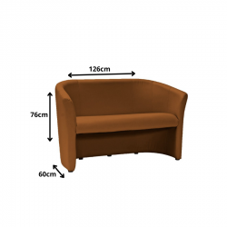 Minimalistyczna sofa TM-2 jasny brąz ekoskóra/wenge