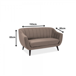 Sofa tapicerowana Elite 2 Velvet ciemny beż/wenge