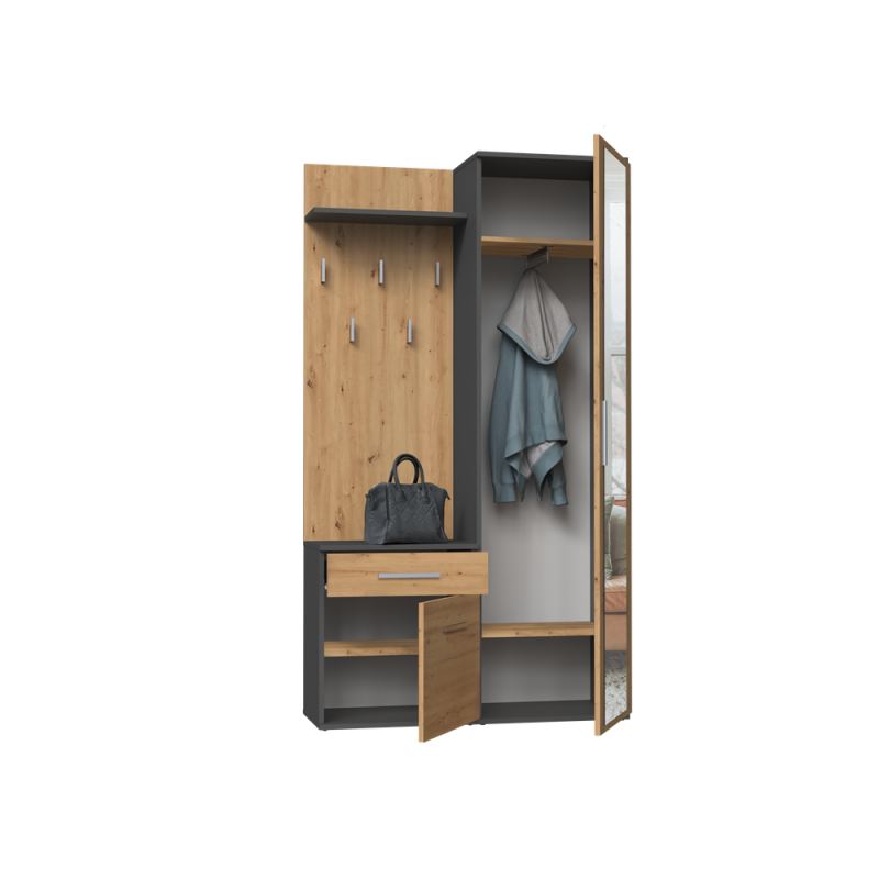 GARDEROBA DUO -  ANTRACYT/ARTISAN