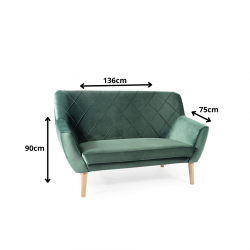 Tapicerowana sofa Kier 2 Velvet zielony/buk