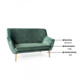 Tapicerowana sofa Kier 2 Velvet zielony/buk