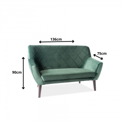Tapicerowana sofa Kier 2 Velvet zielony/wenge