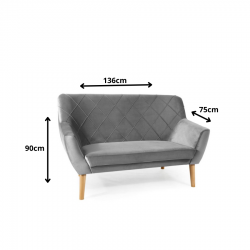 Tapicerowana sofa Kier 2 Velvet szary/buk