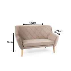 Tapicerowana sofa Kier 2 Velvet beżowy/buk
