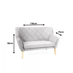 Tapicerowana sofa Kier 2 Velvet jasny szary/buk