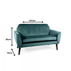 Minimalistyczna sofa Mena Velvet zielony/wenge