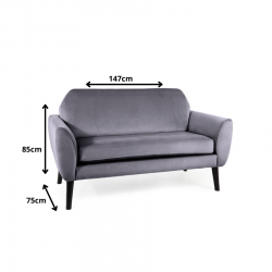 Minimalistyczna sofa Mena Velvet szary/wenge