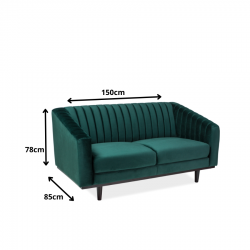 Elegancka sofa Asprey 2 Velvet zielony bluvel 78/wenge