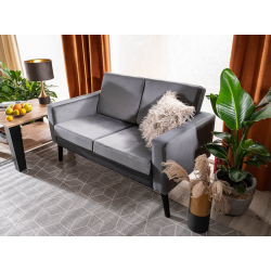 Minimalistyczna sofa Darla Velvet szary bluvel 14/wenge