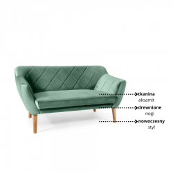 Tapicerowana sofa Karo 2 Velvet zielony/buk