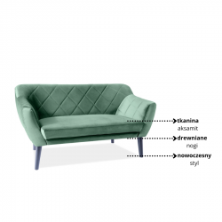 Tapicerowana sofa Karo 2 Velvet zielony/wenge