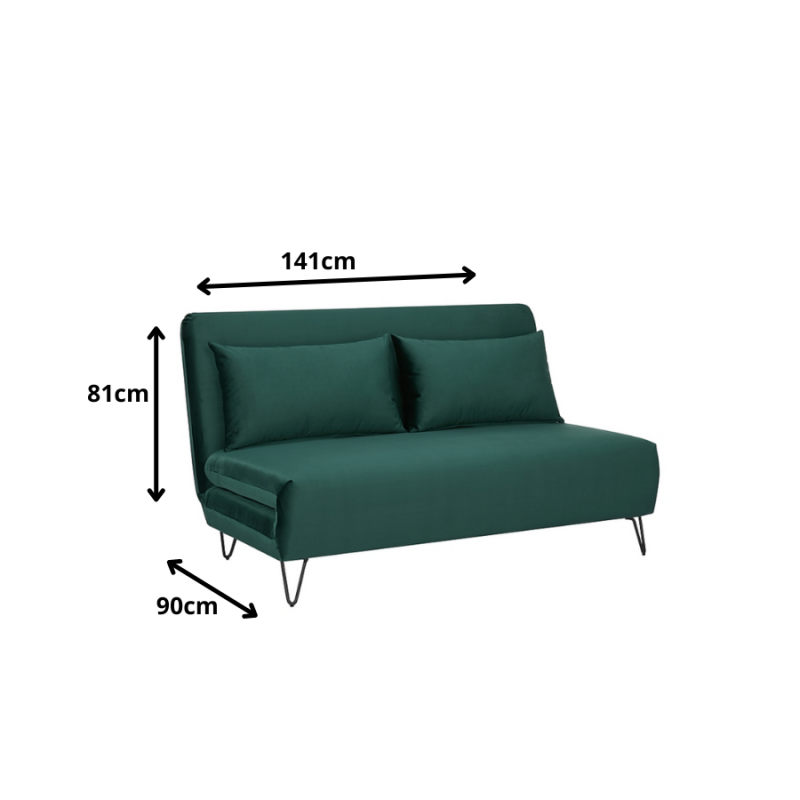 Sofa z funkcją spania Zenia Velvet zielony/czarny