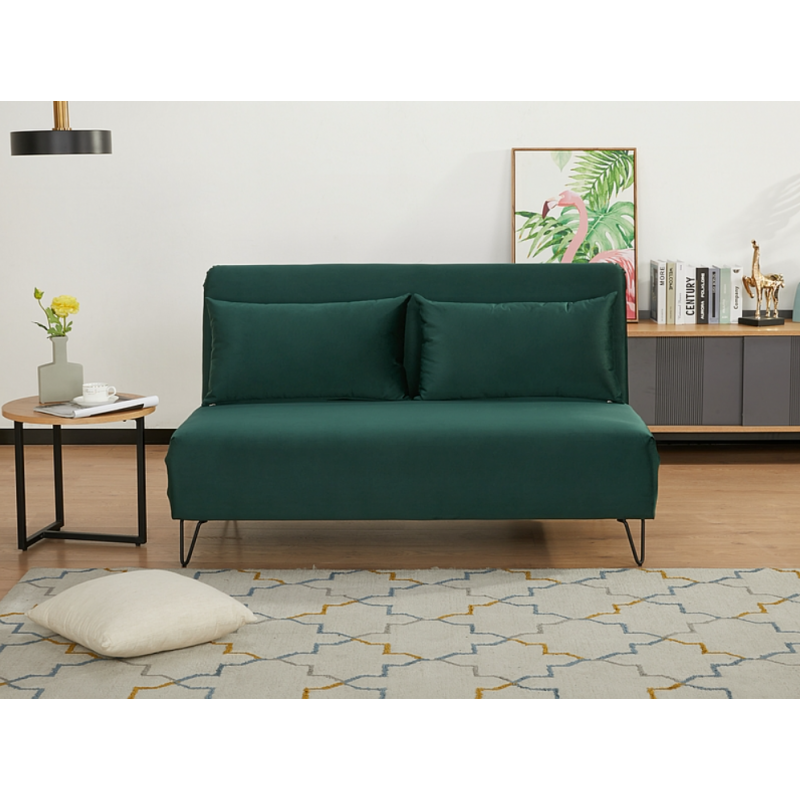Sofa z funkcją spania Zenia Velvet zielony/czarny