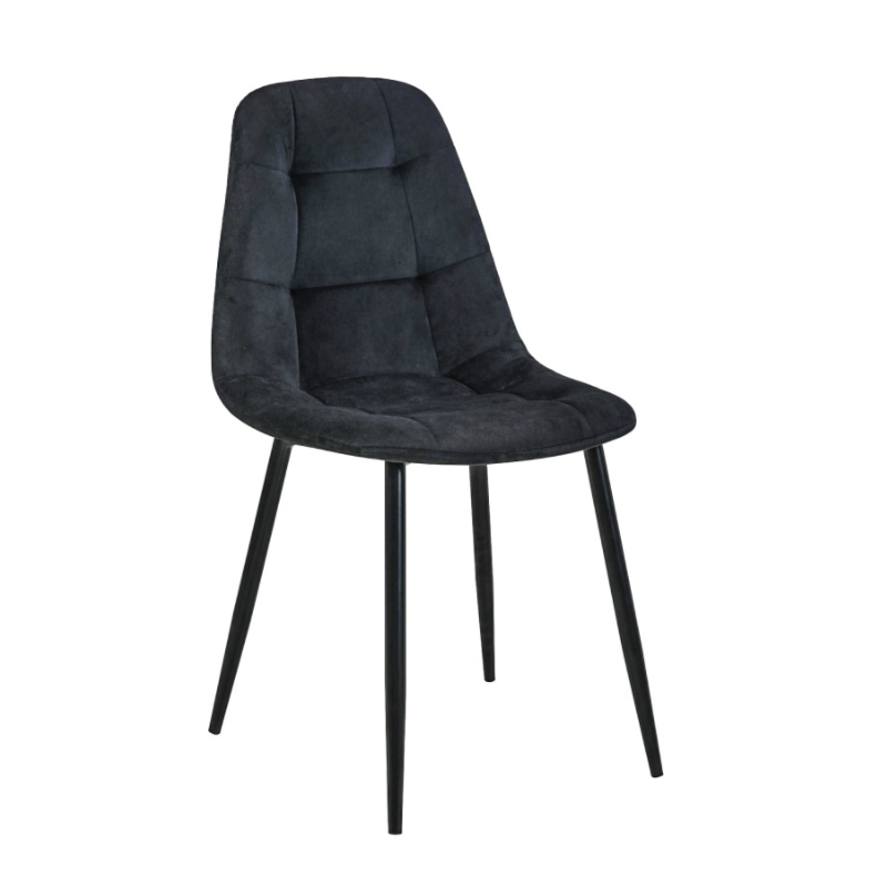 Welurowe krzesło tapicerowane Malaga czarne/czarny