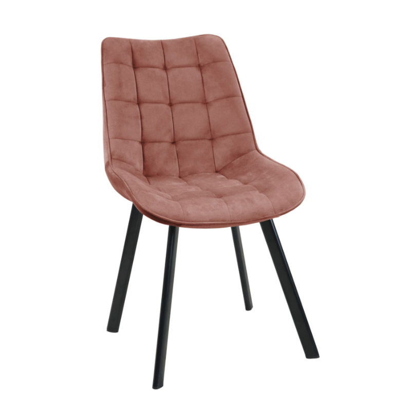 Pikowane krzesło tapicerowane Murcja pudrowy róż/czarne