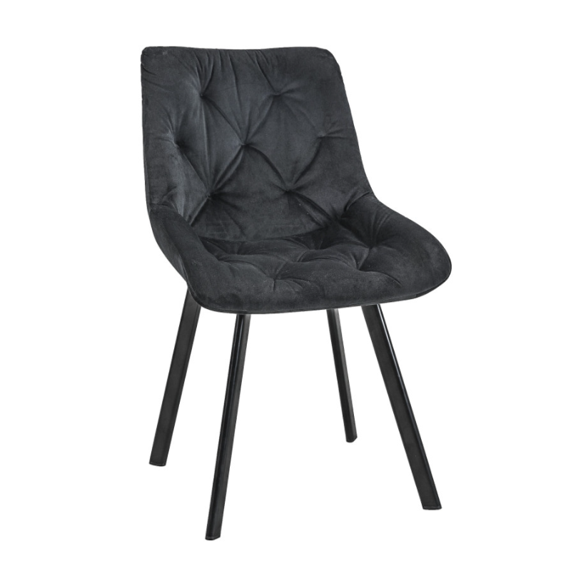 Pikowane krzesło tapicerowane Kordoba czarne/czarne nogi