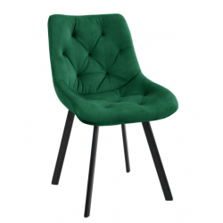 Pikowane krzesło tapicerowane Kordoba butelkowa zieleń/czarne