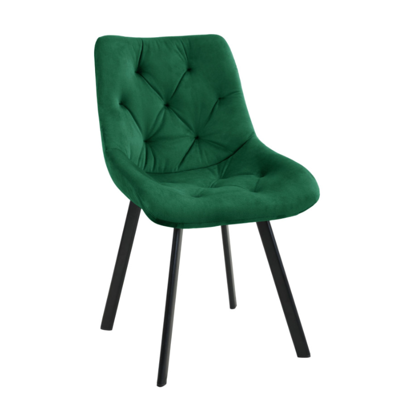 Pikowane krzesło tapicerowane Kordoba butelkowa zieleń/czarne