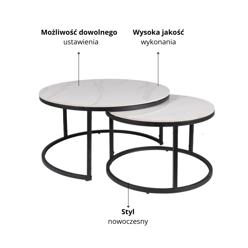 ŁAWA FERRANTE C BIAŁY FI80 FI60/ CZARNY MAT ZESTAW