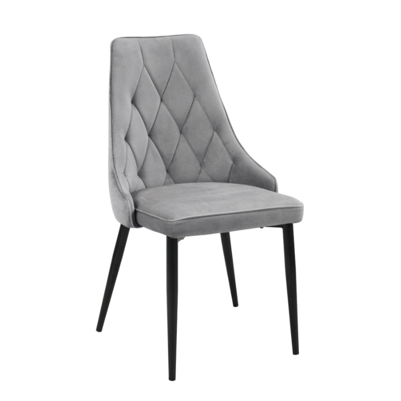 Welurowe krzesło tapicerowane Vigo szare/czarny