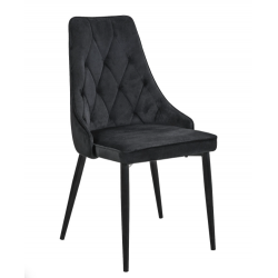 Welurowe krzesło tapicerowane Vigo czarne/czarne
