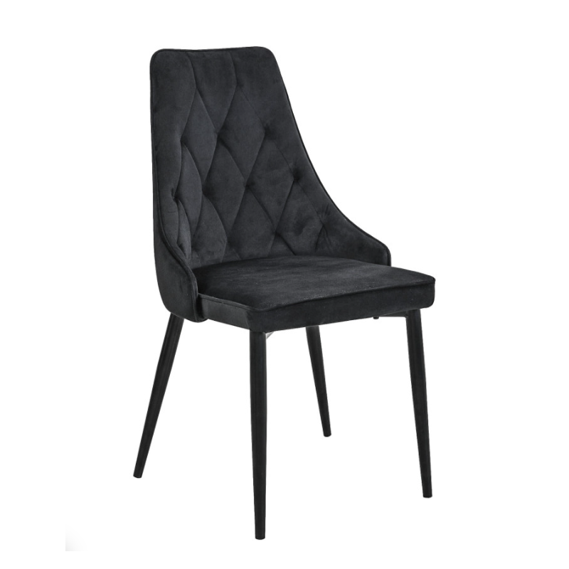 Welurowe krzesło tapicerowane Vigo czarne/czarne