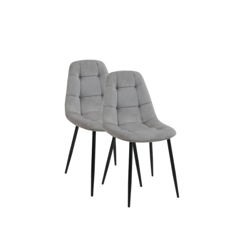 2x Welurowe krzesło tapicerowane Malaga szary/czarny