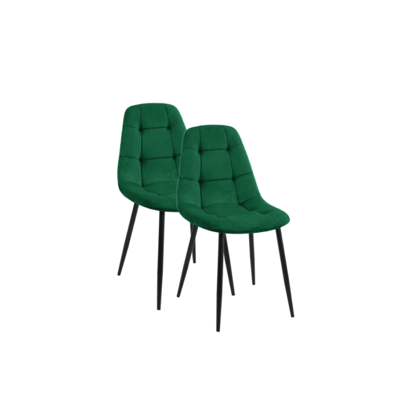 2x Welurowe krzesło tapicerowane Malaga butelkowa zieleń/czarny