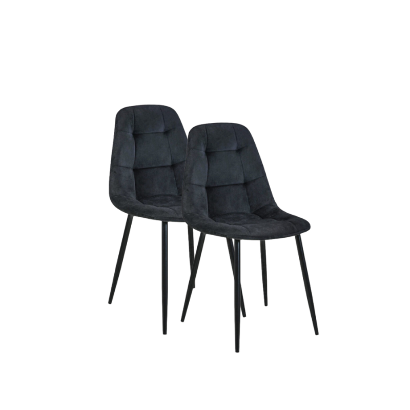 2x Welurowe krzesło tapicerowane Malaga czerń/czarny