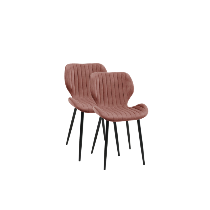2x Nowoczesne krzesło tapicerowane Walencja pudrowy róż/czarne