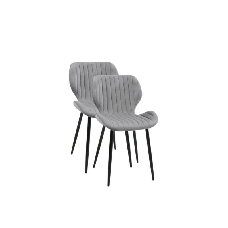2x Nowoczesne krzesło tapicerowane Walencja szare/czarne nogi