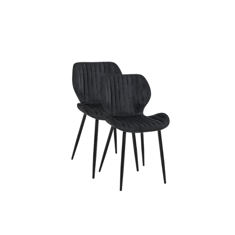 2x Nowoczesne krzesło tapicerowane Walencja czerń/czarne nogi