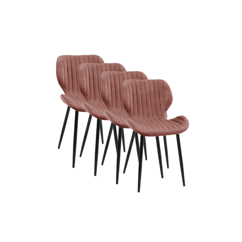 4x Nowoczesne krzesło tapicerowane Walencja róż/czarne nogi