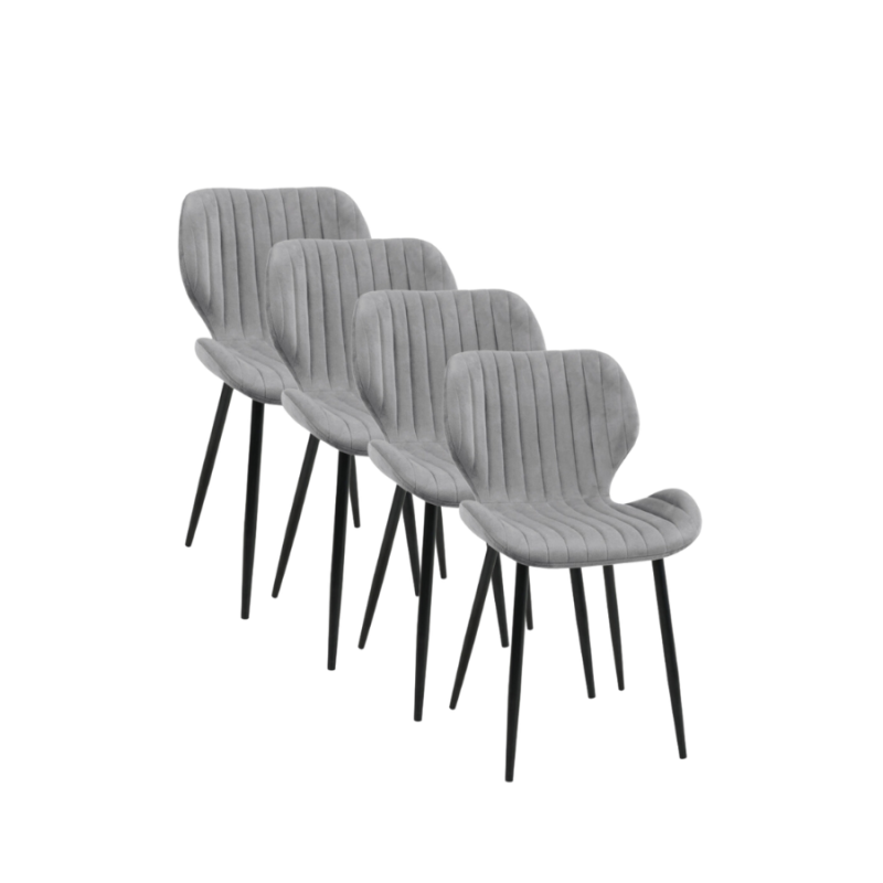 4x Nowoczesne krzesło tapicerowane Walencja szare/czarne nogi