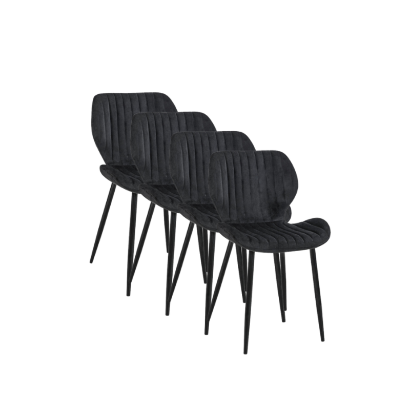 4x Nowoczesne krzesło tapicerowane Walencja czarne/czarne nogi
