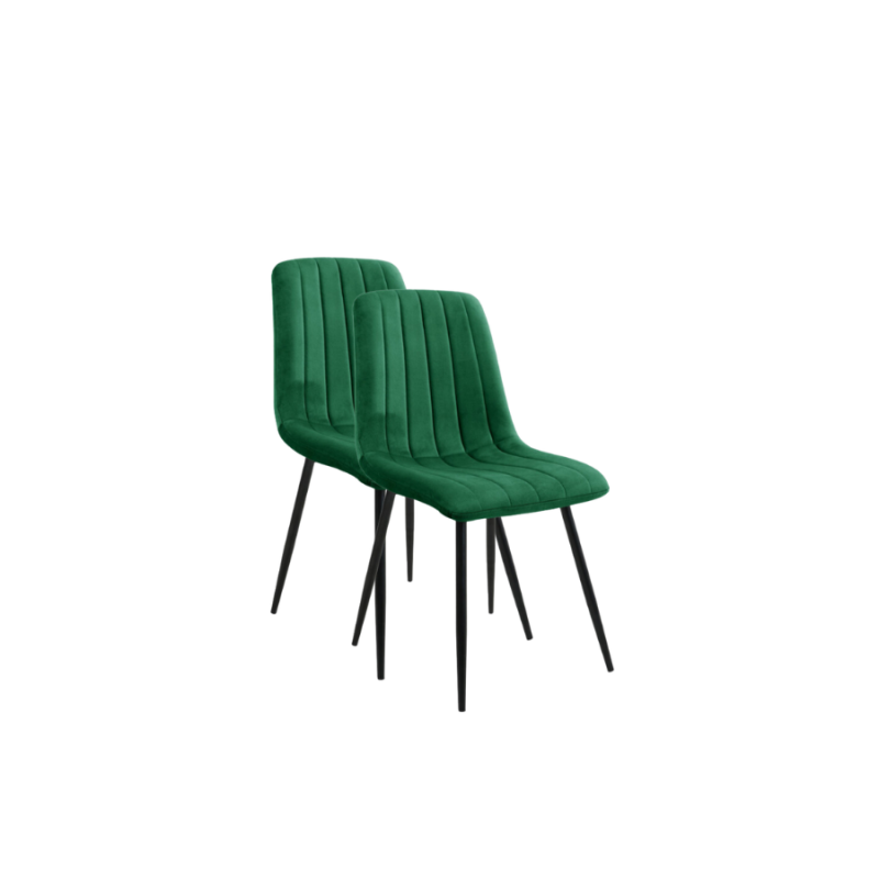 2x Krzesło tapicerowane Madryt butelkowa zieleń/czarne nogi