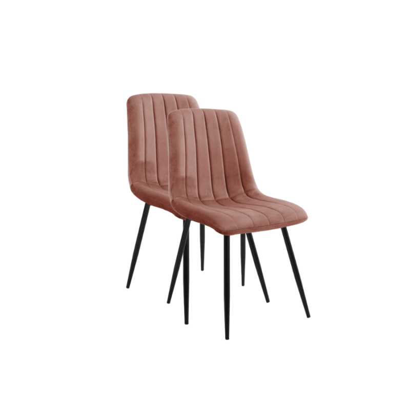 2x Krzesło tapicerowane Madryt pudrowy róż/czarne nogi