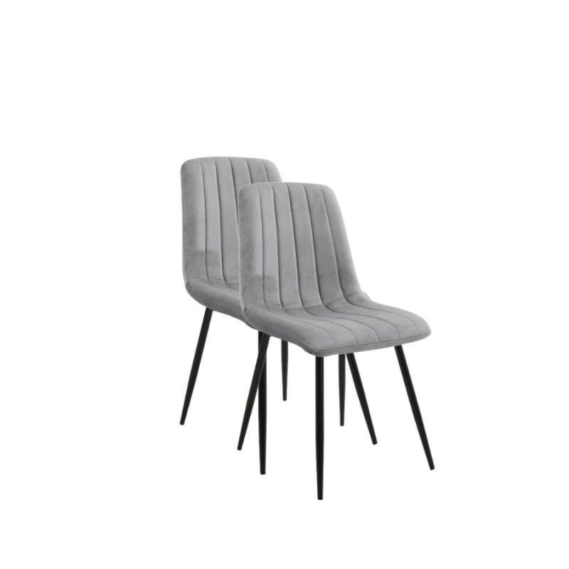 2x Krzesło tapicerowane Madryt szare/czarne nogi