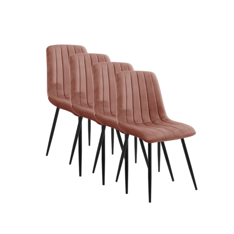 4x Krzesło tapicerowane Madryt pudrowy róż/czarne nogi