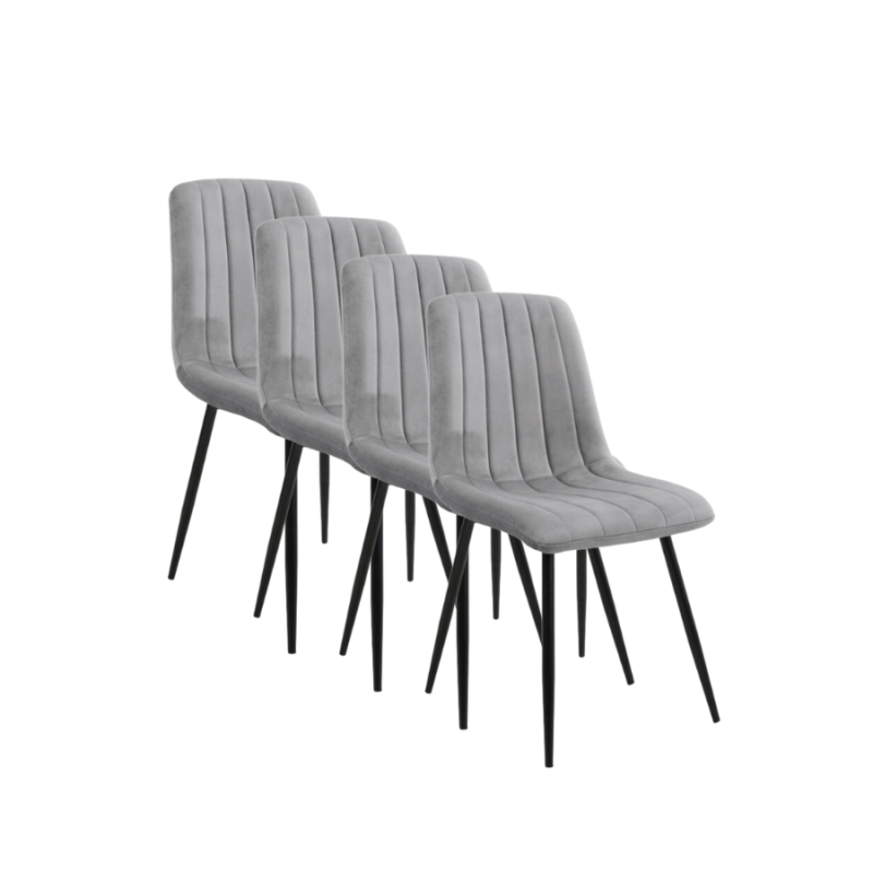 4x Krzesło tapicerowane Madryt szare/czarne nogi