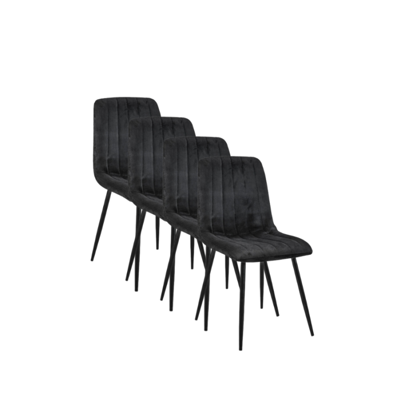 4x Krzesło tapicerowane Madryt czarne/czarne nogi