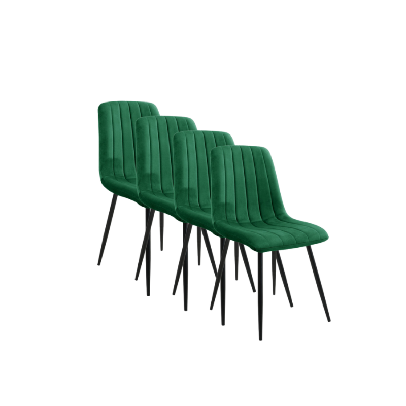 4x Krzesło tapicerowane Madryt butelkowa zieleń/czarne nogi