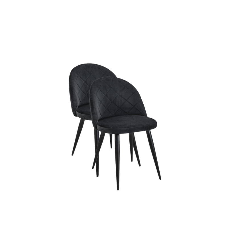 2x Minimalistyczne krzesło tapicerowane Barcelona czarne/czarne