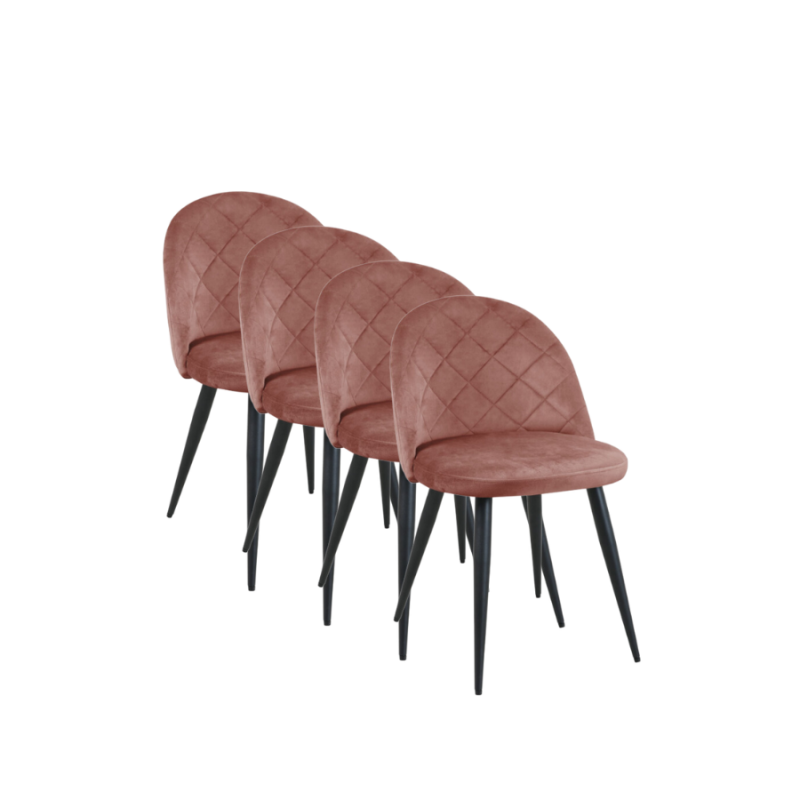4x Minimalistyczne krzesło tapicerowane Barcelona róż/czarne